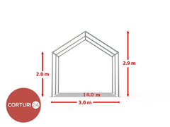 3x4 m Cort Evenimente ECONOMY, PVC 500g/m² verde-alb