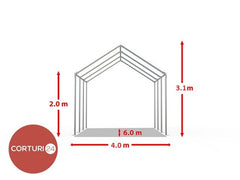4x6 m Cort Evenimente ECONOMY, PVC 500g/m² rosu-alb