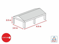 3x4 m-Prelata acoperis 500 gr/m2 - 2m inaltime laterala