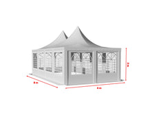 4x8 m Pagoda ECONOMY PVC 500, alb