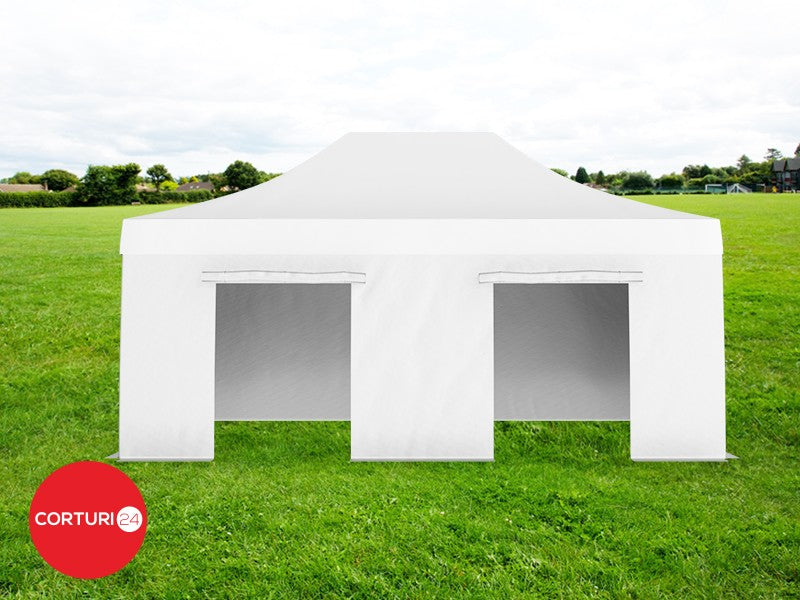 4x8 m Pavilion pliabil Professional Aluminiu 50 mm, fara ferestre, PVC 620 gr /m2, alb, ignifug