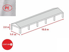 5x10 m-Prelata acoperis PE 260 gr/m2 - 2m inaltime laterala, alb