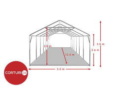 5X12 m Cort Evenimente PROFESSIONAL XXL, PVC ignifug alb