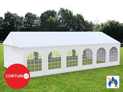 5X12 m Cort Evenimente PROFESSIONAL XXL, PVC ignifug alb