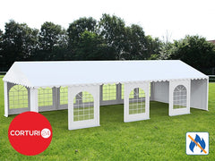 5X14 m Cort Evenimente PROFESSIONAL XXL, PVC ignifug alb
