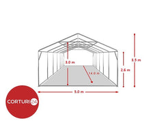 5X14 m Cort Evenimente PROFESSIONAL XXL, PVC ignifug alb