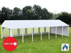5X14 m Cort Evenimente PROFESSIONAL XXL, PVC ignifug alb