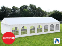 5X14 m Cort Evenimente PROFESSIONAL XXL, PVC ignifug alb