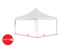 5x5 m Pavilion Pliabil Professional Aluminiu 50 mm, cu ferestre, PVC 620 gr /m2, alb, ignifug