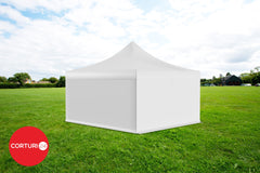 5x5 m Pavilion pliabil Professional Aluminiu 50 mm, fara ferestre, PVC 620 gr /m2, alb, ignifug