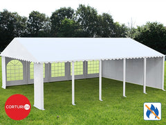 6x10 m Cort Evenimente PROFESSIONAL XXL, PVC ignifug alb
