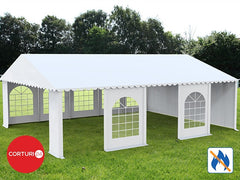 6x10 m Cort Evenimente PROFESSIONAL XXL, PVC ignifug alb