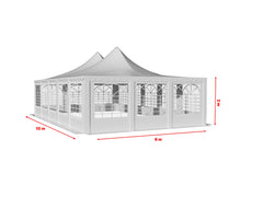 6x10 m Pagoda ECONOMY PVC 500, alb