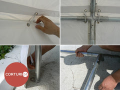 6x12 m Cort Evenimente ECONOMY, PVC rosu-alb