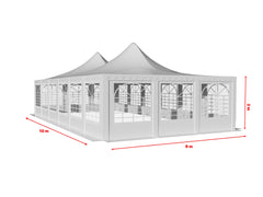 6x12 m Pagoda ECONOMY PVC 500, alb