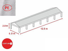 6x12 m-Prelata acoperis PE 260 gr/m2 - 2m inaltime laterala, alb