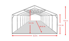 6x20 m Cort Evenimente PROFESSIONAL XXL, PVC ignifug alb