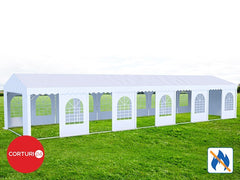 6x20 m Cort Evenimente PROFESSIONAL XXL, PVC ignifug alb