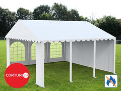 6x6 m Cort Evenimente PROFESSIONAL XXL, PVC ignifug alb