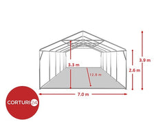 7X12 m Cort Evenimente PROFESSIONAL XXL, PVC ignifug alb