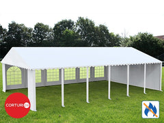 8x12 m Cort Evenimente PROFESSIONAL XXL, PVC ignifug alb