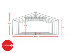8x12 m Cort Evenimente PROFESSIONAL XXL, PVC ignifug alb