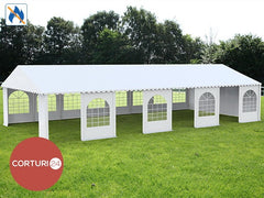 8x16 m Cort Evenimente PROFESSIONAL XXL, PVC ignifug alb