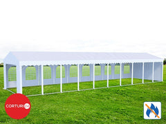 8x20 m Cort Evenimente PROFESSIONAL XXL, PVC ignifug alb