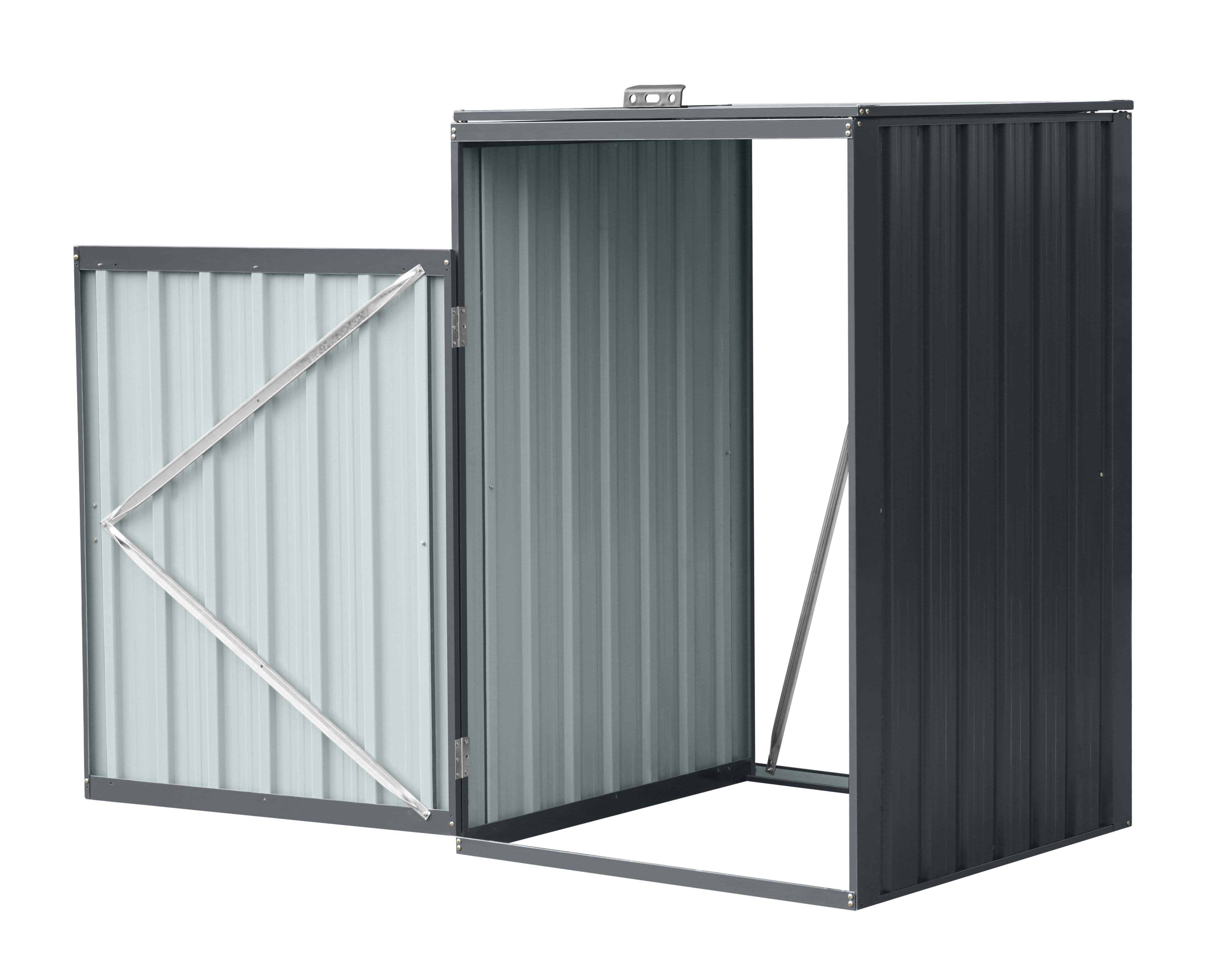 Cutie de gunoi metalică M cu o cutie BS-MK1 - 80 x 80 x 122 cm antracit