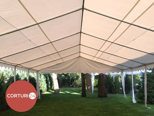 3x4 m Cort Evenimente ECONOMY, PVC rosu-alb