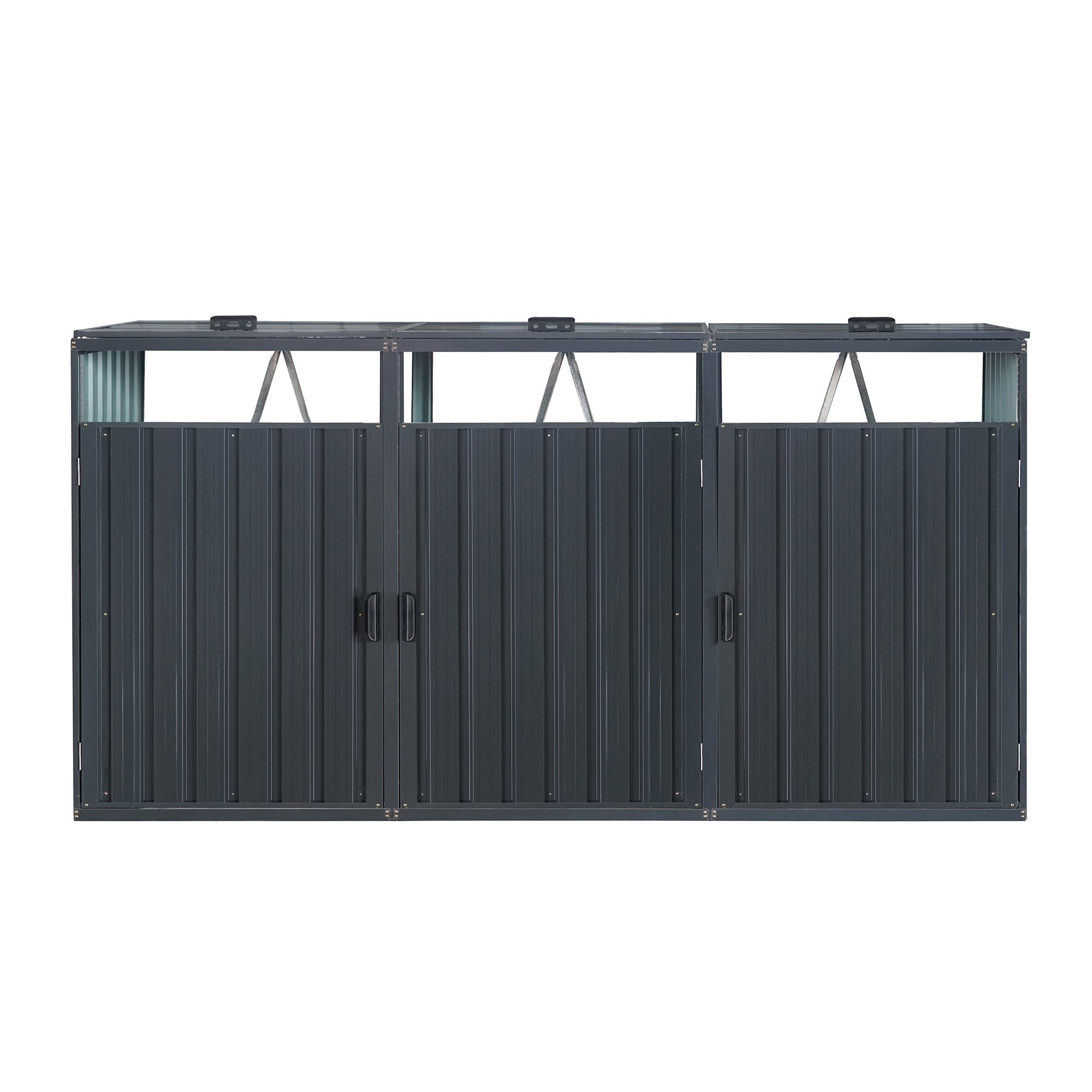 Cutie de gunoi metalică XL cu 3 boxe BS-MK3 - 80 x 240 x 122 cm antracit