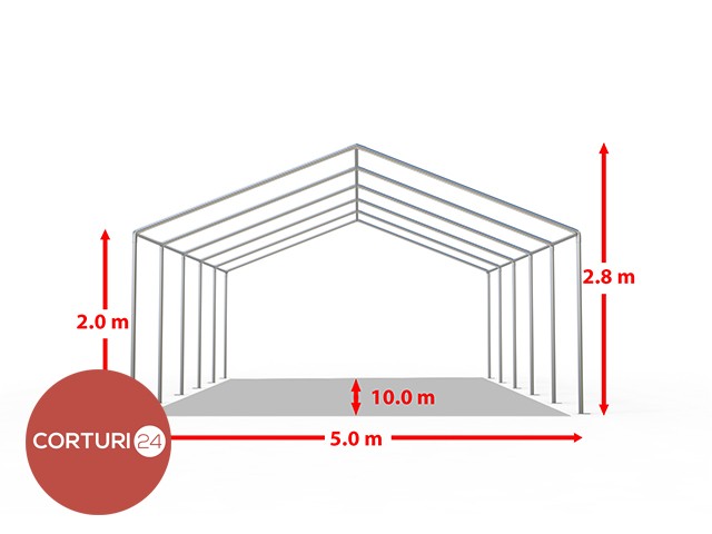 5x10 m Cort Evenimente ECONOMY, PVC verde-alb