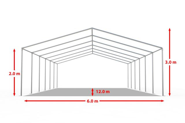 6x12 m Cort Evenimente ECONOMY, PVC rosu-alb