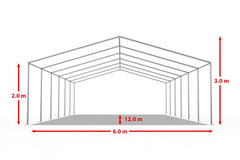 6x12 m Cort Evenimente ECONOMY, PVC rosu-alb