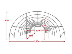 9x26 m Hala BUDGET Semirotunda - 240m2- alb - Țevi ovală