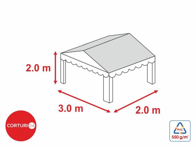 3x2 m-Prelata acoperis 500 gr/m2 - 2m inaltime laterala