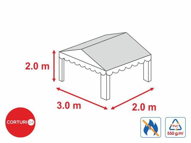 3x2 m-Prelata acoperis 500 gr/m2 - 2m inaltime laterala, PVC ignifug