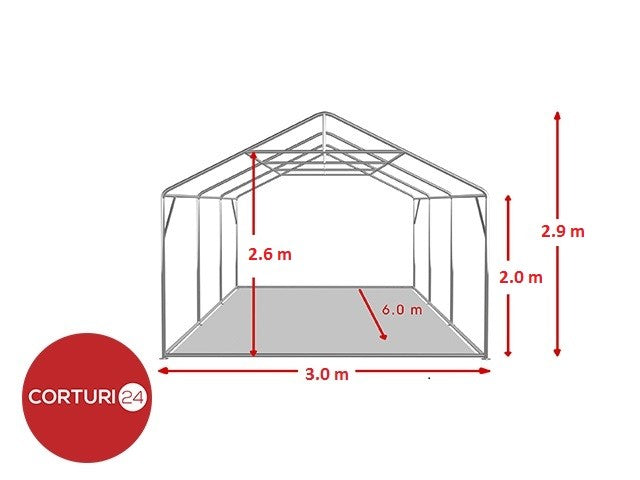 3x6 m Cort Evenimente PROFESSIONAL, PVC ignifug alb