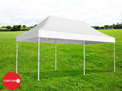 3x6 m Pavilion Pliabil Professional Aluminiu 50 mm, cu 4 ferestre panoramice, PVC 620 gr /m2, alb, ignifug