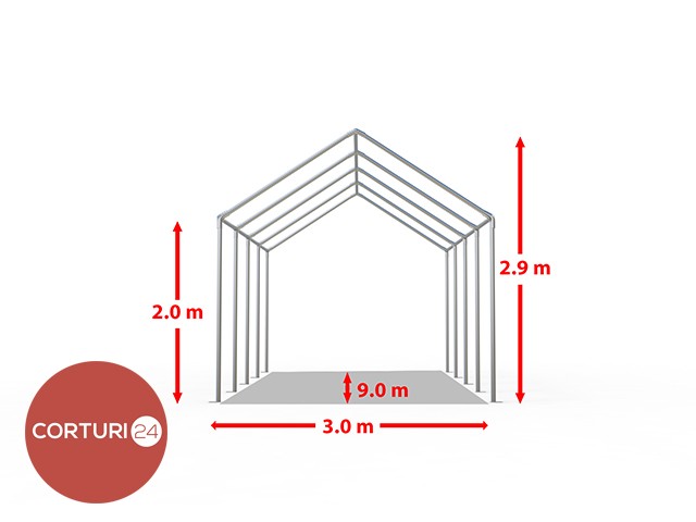 3x9 m Cort Evenimente ECONOMY, PVC alb