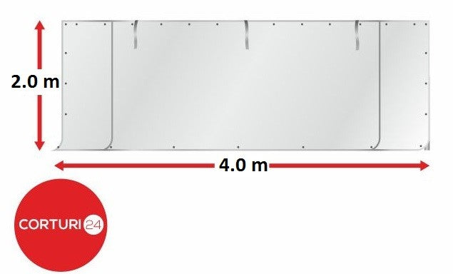 4x2 m Perete frontal - PVC 500 g/m2, alb