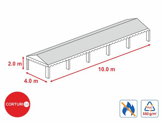 4x10 m-Prelata acoperis  550 gr/m2  - 2m inaltime laterala