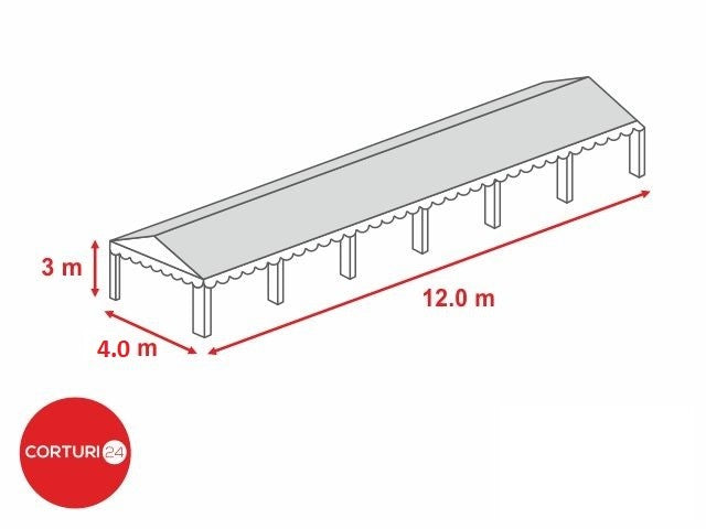 4x12 m-Prelata acoperis 500 gr/m2  - 2m inaltime laterala