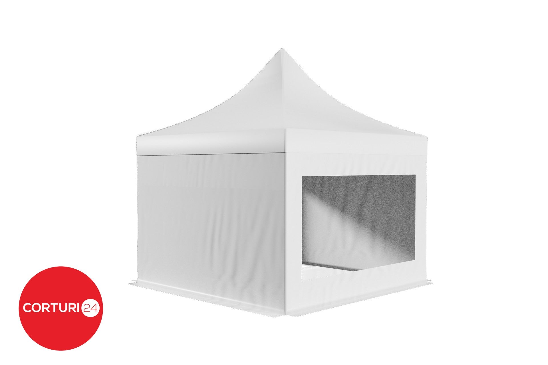 4x4 m Pavilion Pliabil Professional Aluminiu 50 mm, cu ferestre panoramice, PVC 620 gr /m2, alb, ignifug