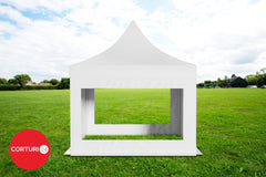 4x4 m Pavilion Pliabil Professional Aluminiu 50 mm, cu ferestre panoramice, PVC 620 gr /m2, alb, ignifug