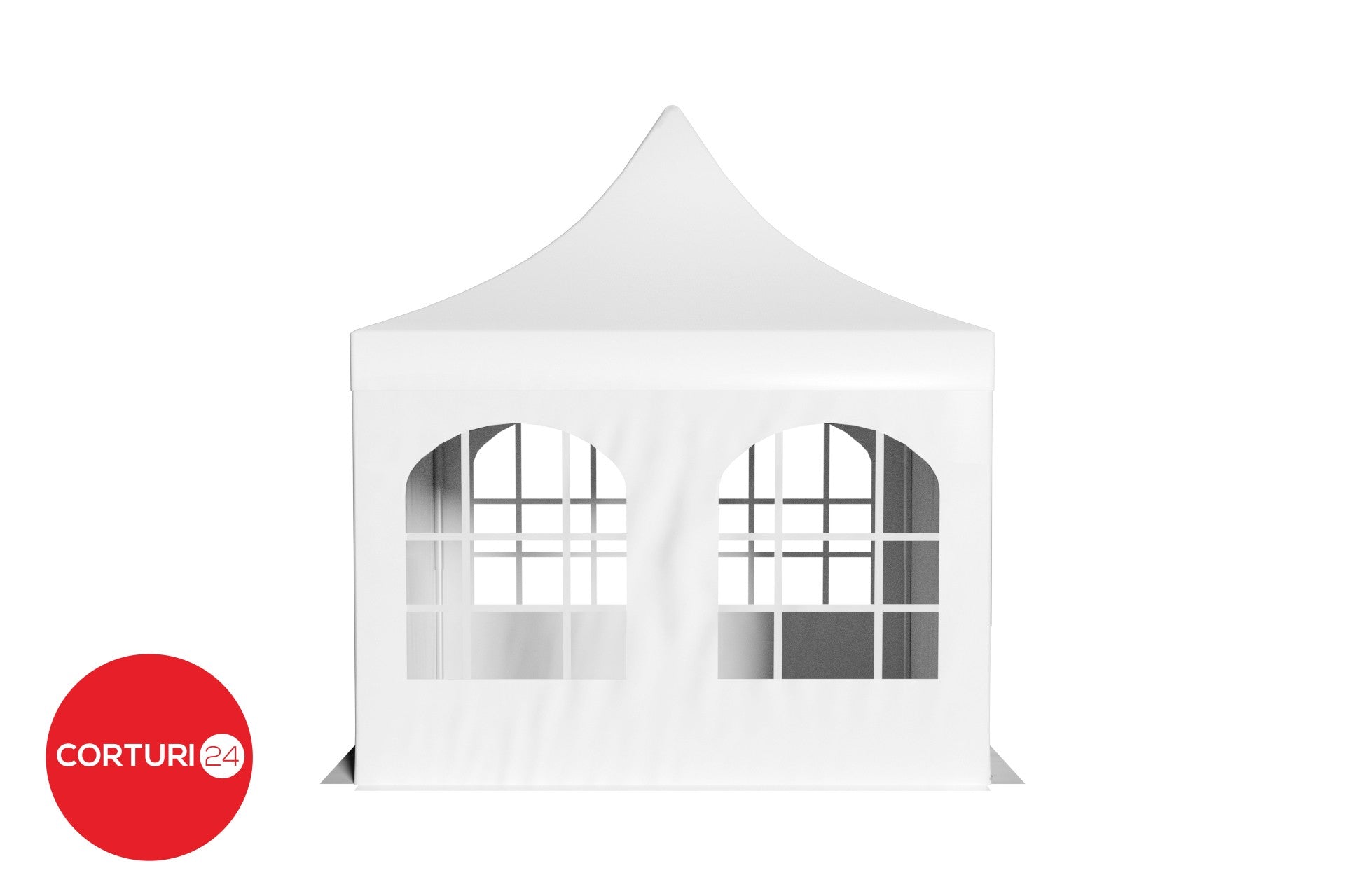 4x4 m Pavilion Pliabil Professional Aluminiu 50 mm, cu ferestre, PVC 620 gr /m2, alb, ignifug