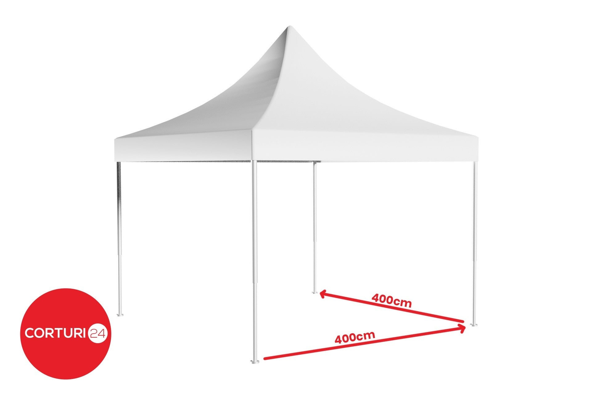 4x4 m Pavilion Pliabil Professional Aluminiu 50 mm, cu ferestre, PVC 620 gr /m2, alb, ignifug