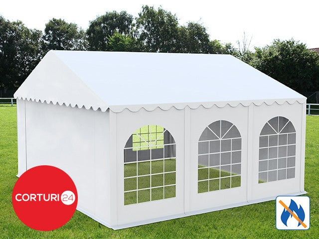 4x6 m Cort Evenimente PROFESSIONAL XXL, PVC ignifug alb