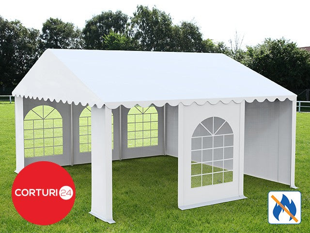 4x6 m Cort Evenimente PROFESSIONAL XXL, PVC ignifug alb