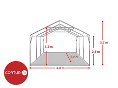 4x6 m Cort Evenimente PROFESSIONAL XXL, PVC ignifug alb